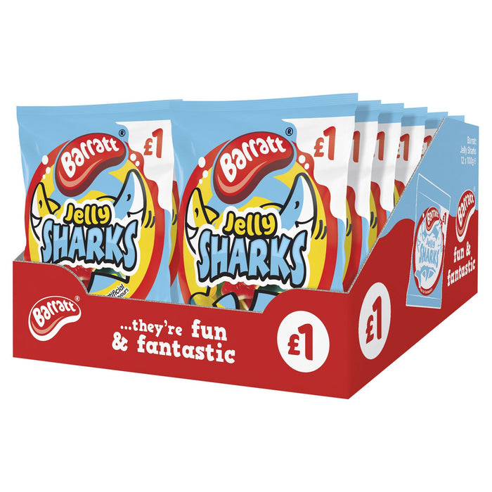 Barratts Fun & Fantastic Jelly Sharks, 100g (Box of 12)