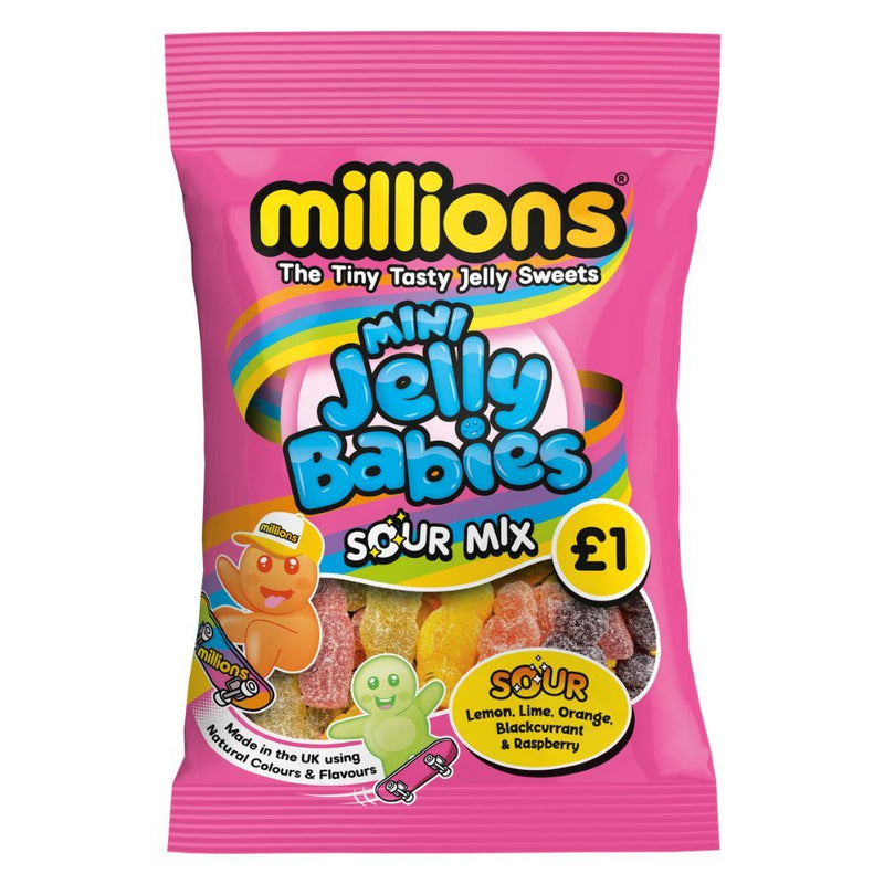 Millions Mini Jelly Babies Sour Mix Bag (12 x 100g) - image 2