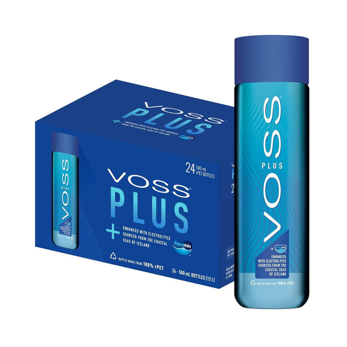 24x Voss Water, VOSS UK Plus, Artesian Still Water with Aquamin, Minerals and Electrolytes, Bulk pack of 500ml