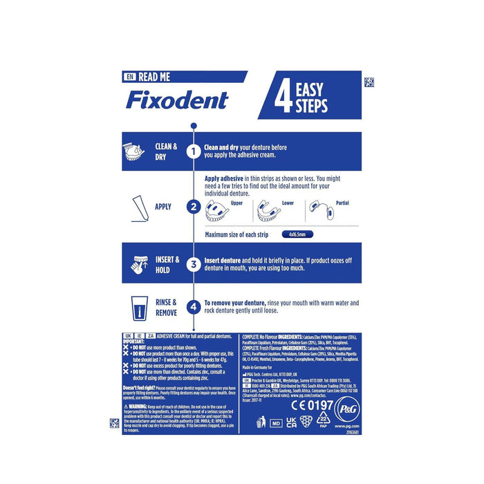 Fixodent Complete Denture Adhesive, Fresh Flavour 47g