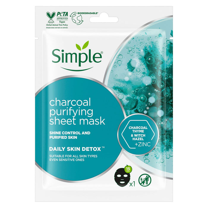 Simple Charcoal Purifying Sheet Mask Daily Skin Detox