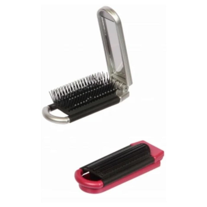Hair Academy Hair Brush With Mirror - White, Red