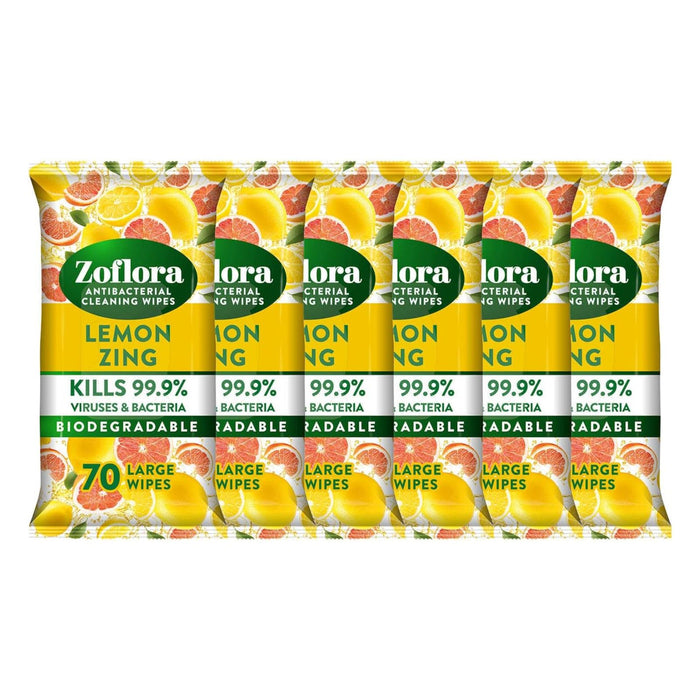 Zoflora Lemon Zing Multi-Surface Cleaning Wipes 70's (Box of 6)