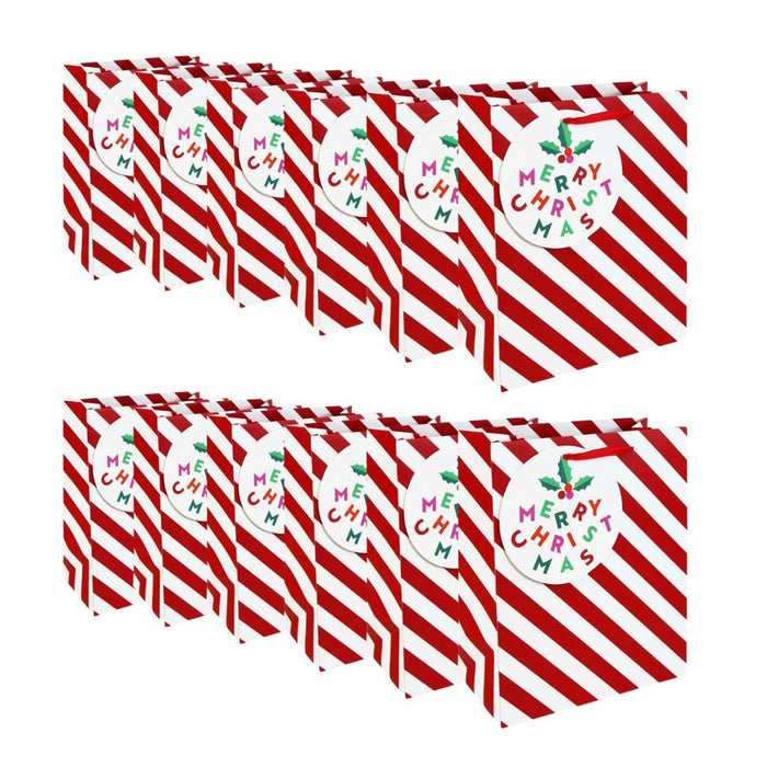 Candy Cane Christmas Large Gift Bag (Box of 12)