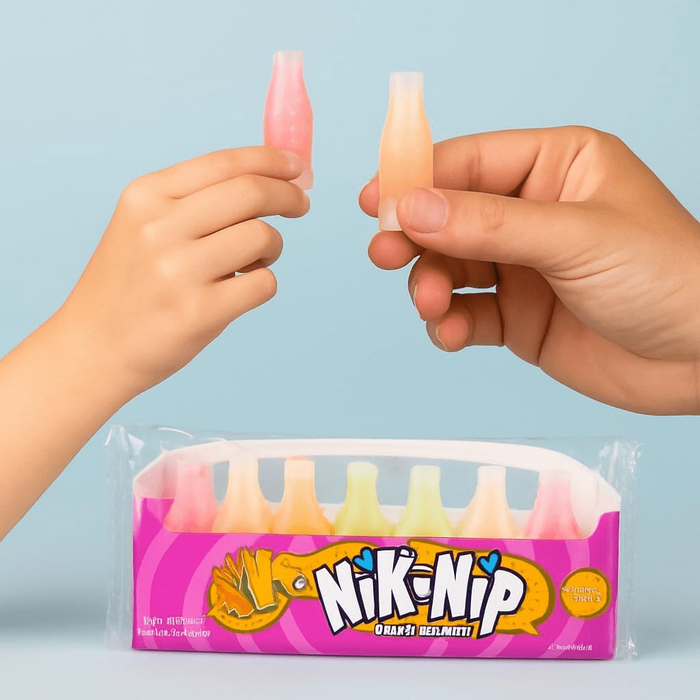 Nik-L-Nip Mini Drinks Fruity Liquid Candy Inside Wax Bottle, 8 Pack