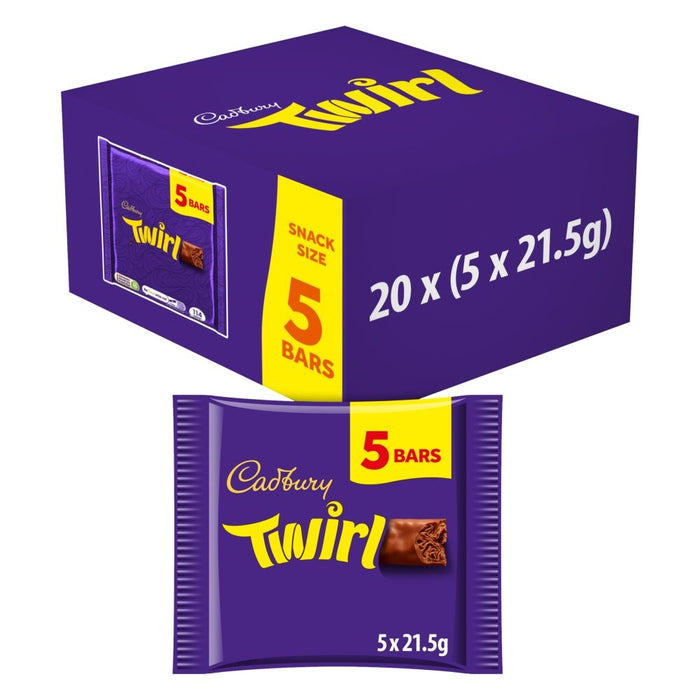 Cadbury Twirl Milk Chocolate Bar 5 Pack, (20 x 107.5g)