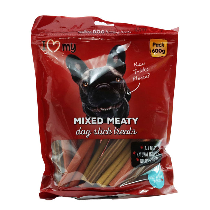 I Love My Pets Dog Treats Mixed Meaty Sticks 600g (Box of 12)