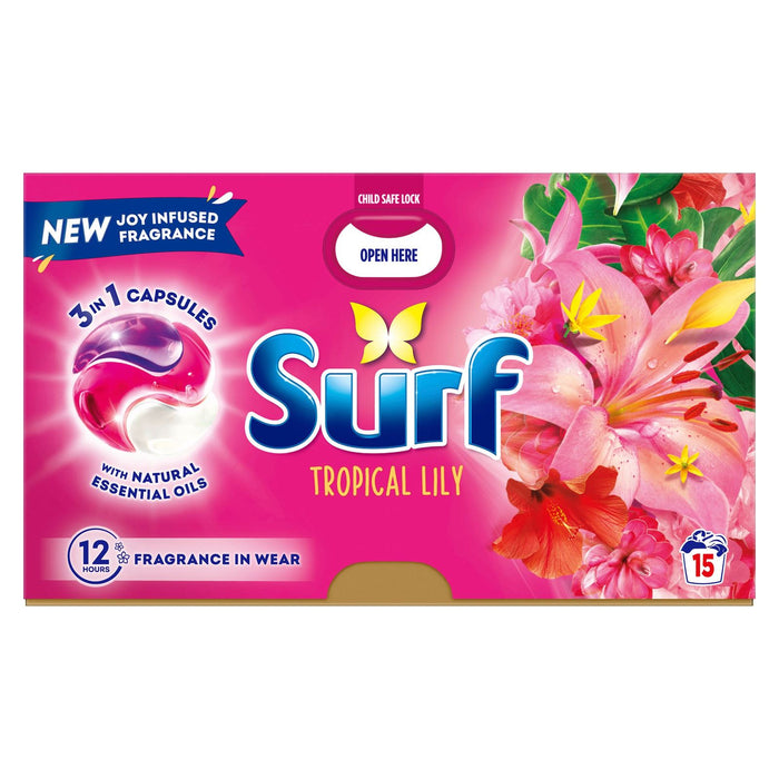 Surf 3 In 1 Tropical Lily Washing Capsules 15 Washes