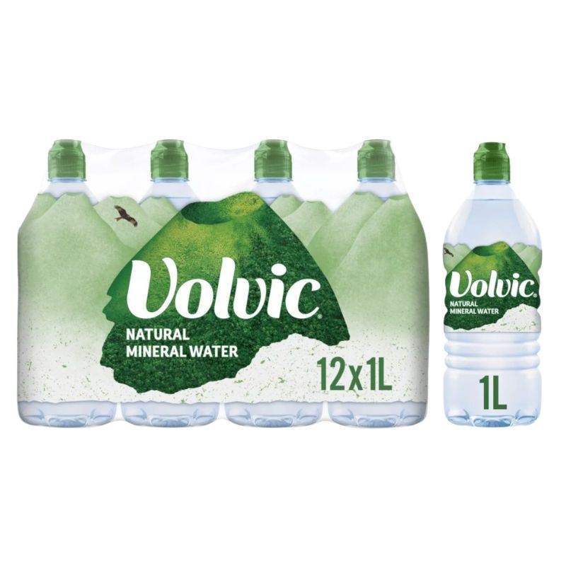 Volvic Natural Bottled Mineral Still Water (12 x 1L)