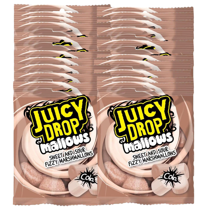 Bazzooka Juicy Drop Mallows Bags Sweet, Sour & Fizzy Marshmallows 100g (Box of 20)