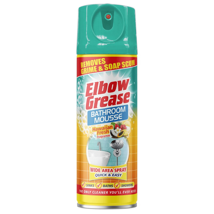 Elbow Grease Lemon Zest, Hawaiian Fresh & Berry Blast Bathroom Mousse Spray Mixed (3 x 400ml)