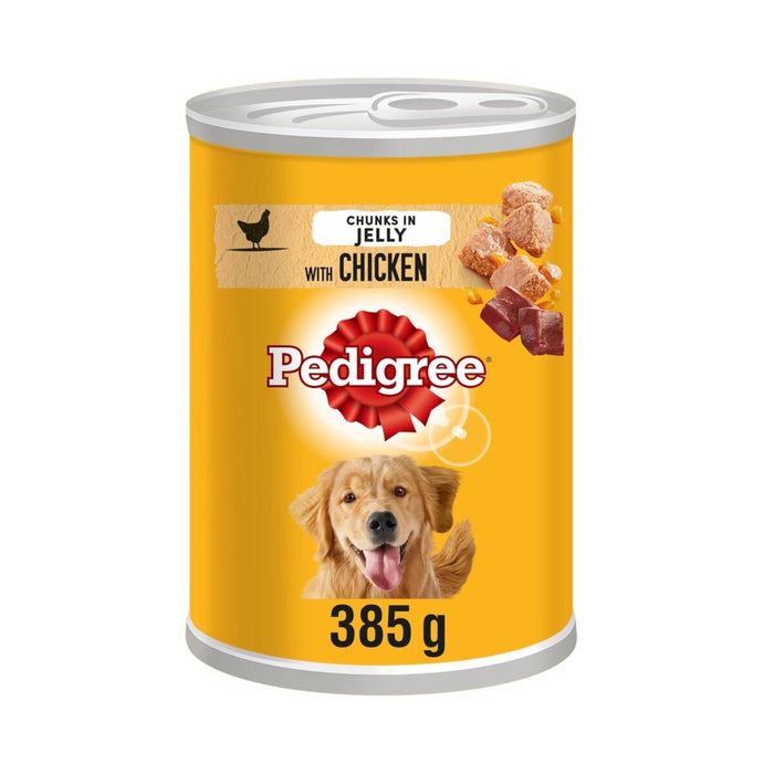Pedigree Can Adult Wet Dog Food Chunks in Jelly with Chicken 385g (Box of 12)