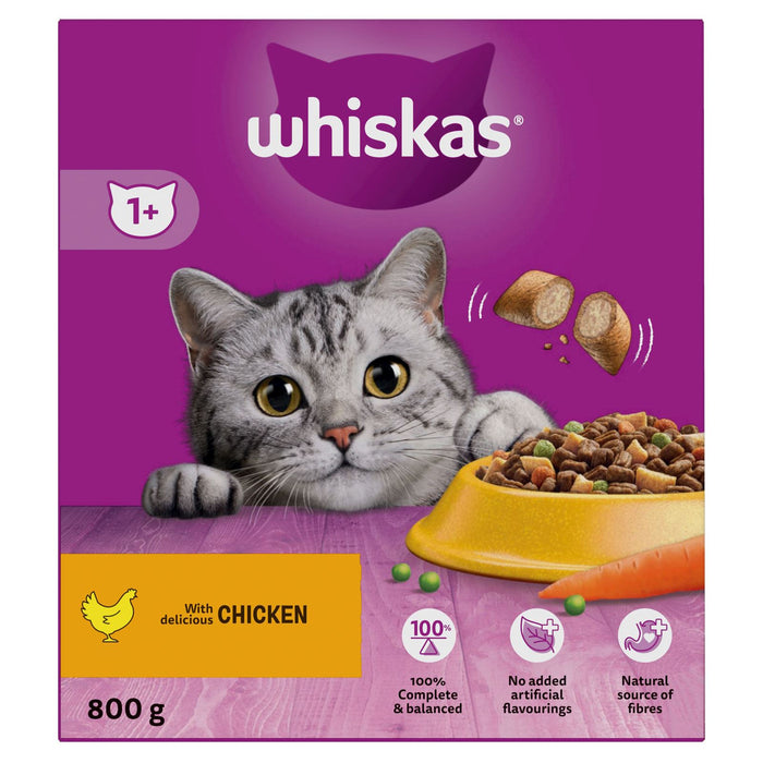Whiskas 1+ Cat Complete Dry With Chicken 800 grams (Box of 5)