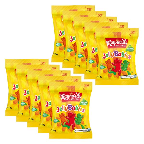 Maynards Bassetts Jelly Babies, Fruity & Chewy Sweets (10 x 110g)