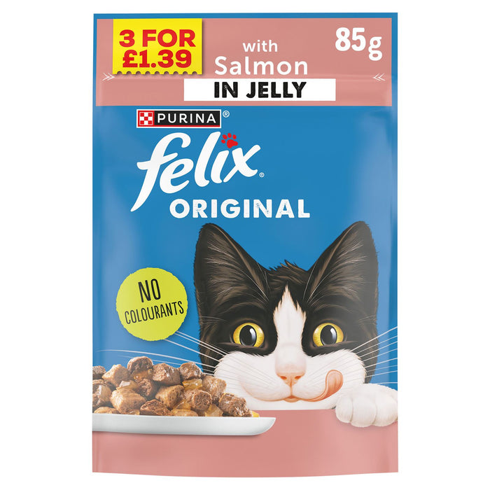 Felix Cat Pouch Salmon in Jelly Pm 3 For £1.39 (Box of 24)