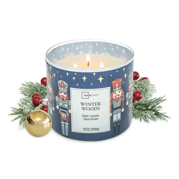 Mainstays Scented 3-Wick Jar Candle, Winter Woods, 13 oz