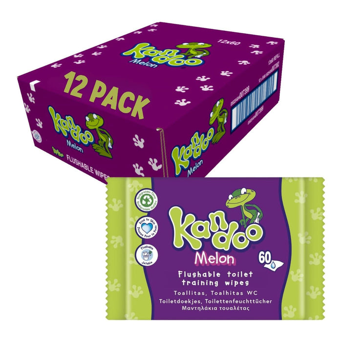 Kandoo Melon Flushable Moist Toilet Wipes 60's (Box of 12)