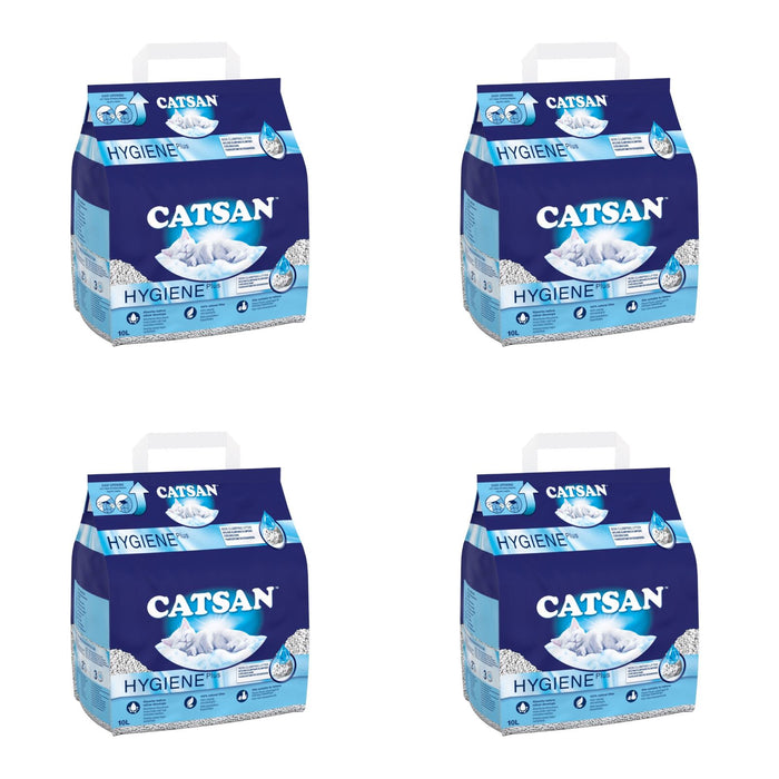Catsan Hygiene Non Clumping Cat Litter, 100% natural, absorbent, 10L,white(Box of 4)