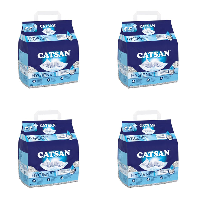 Catsan Hygiene Non Clumping Cat Litter, 100% natural, absorbent, 10L,White (Box of 4)