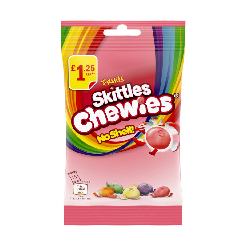 Skittles Chewies Vegan Sweets Fruit Pouch Bag Pm125  125g (Box of 12)