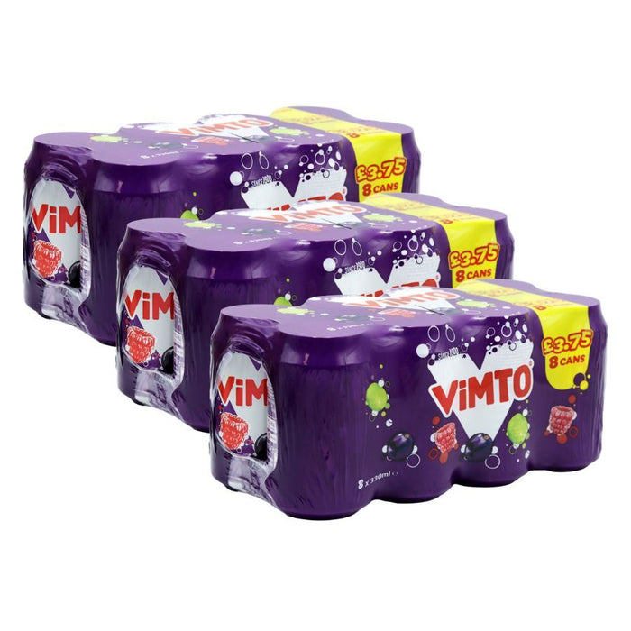 Vimto Fizzy Original Cans 8 Pack, (3 x 330ml) - Total of 24 Cans