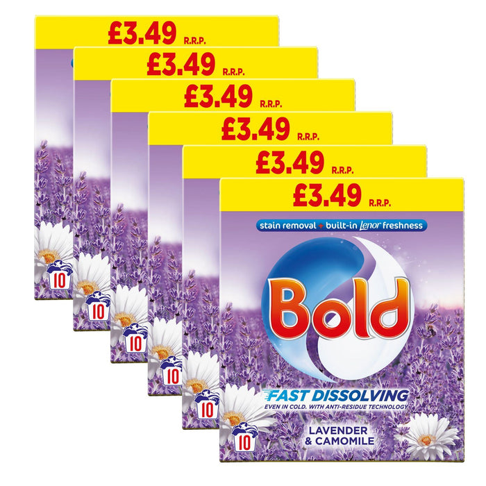 6x Bold Washing Powder, Lavender & Camomile PMP £3.49 600g, 10 Washes