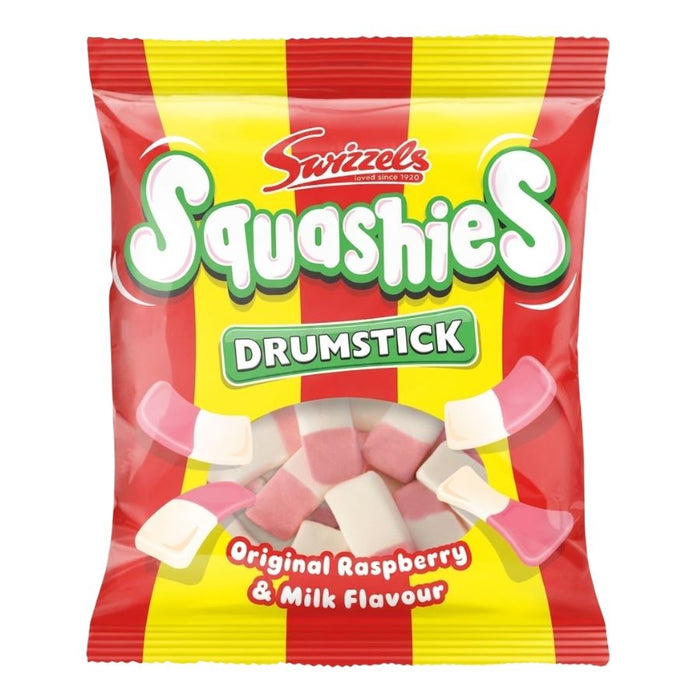 Swizzels Squashies Drumstick Original Raspberry and Milk Flavour Sweets Bag (12 x 120g)