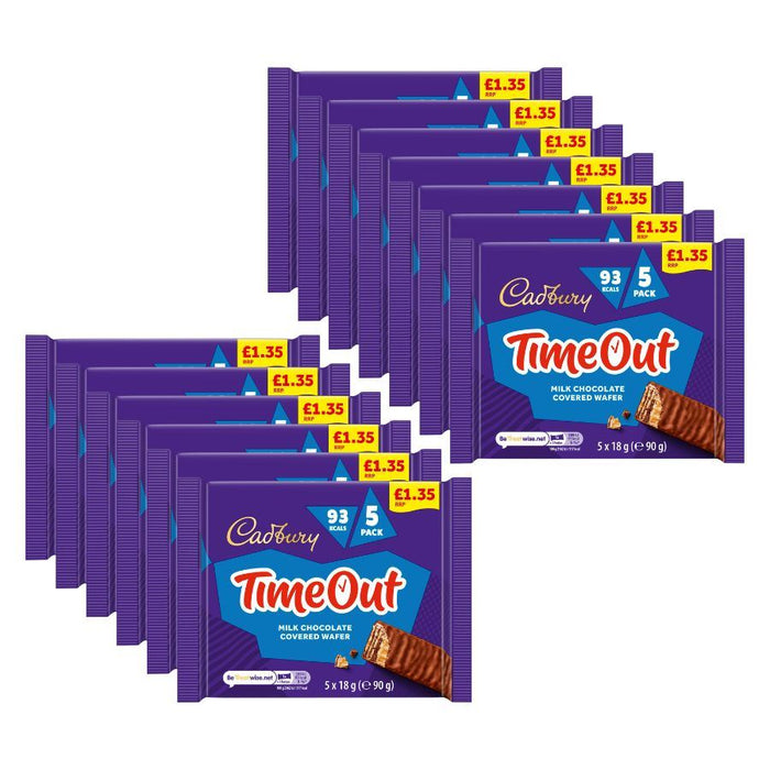 Cadbury Timeout Milk Chocolate Covered Wafer Bar, 5 Pack (13 x 90g)
