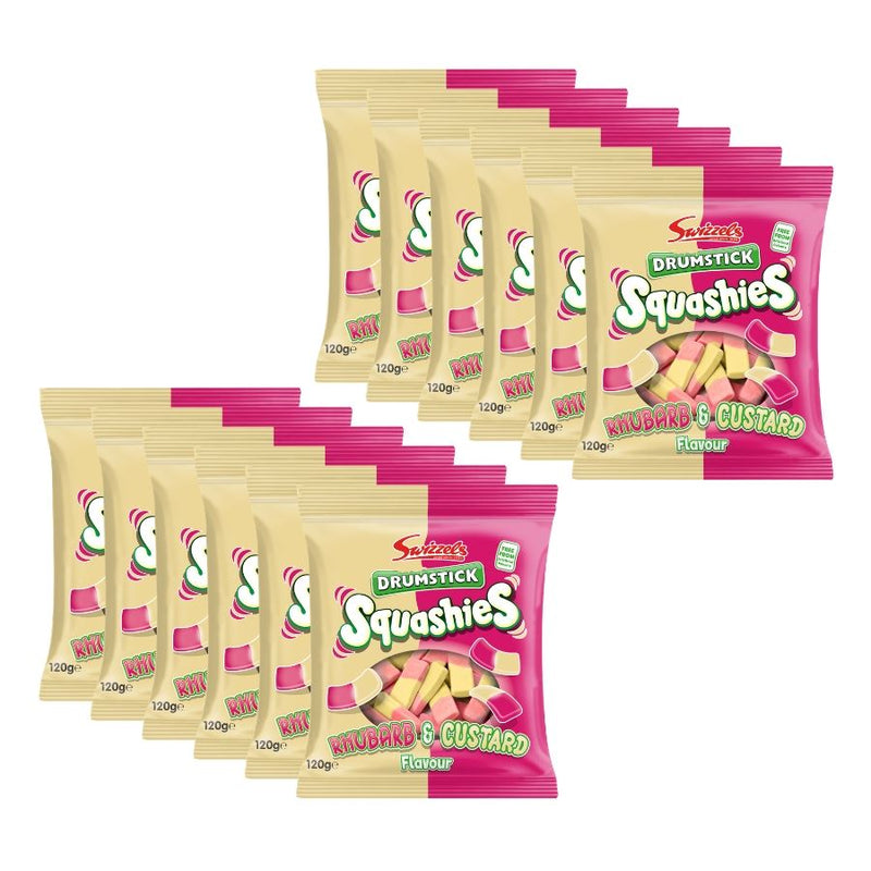 Swizzels Drumstick Squashies Sweets Rhubarb & Custard Flavour (12 x 120g)