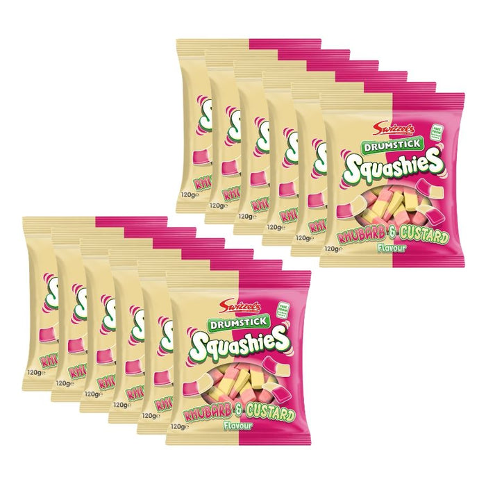 Swizzels Drumstick Squashies Sweets Rhubarb & Custard Flavour (12 x 120g)