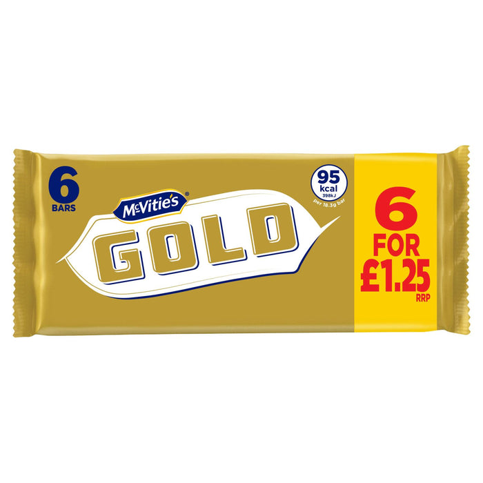 Mcvities Gold Biscuits Bar 6 Pack Pm £1.25 110g (Box of 12)