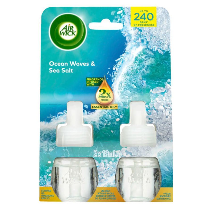 Air Wick Essential Oil Ocean Waves & Sea Salt Plug-in Twin Refill (2x19ml)