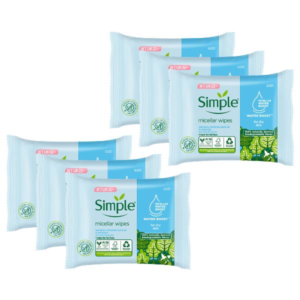 Simple Micellar Wipes Water Boost (6 x 20s)