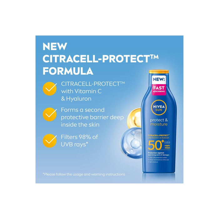 NIVEA SUN Protect & Moisture Lotion sun cream SPF50+, 200ml