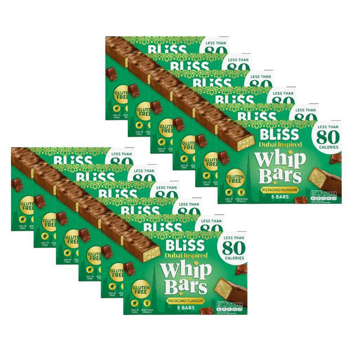 Bliss Dubai Inspired Whip Bars Pistachio Flavour, 5 Bars (12 x 100g)