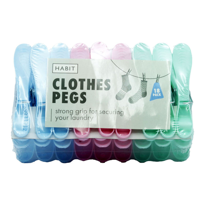 Habit Strong Grip Clothes Pegs - Pack of 18