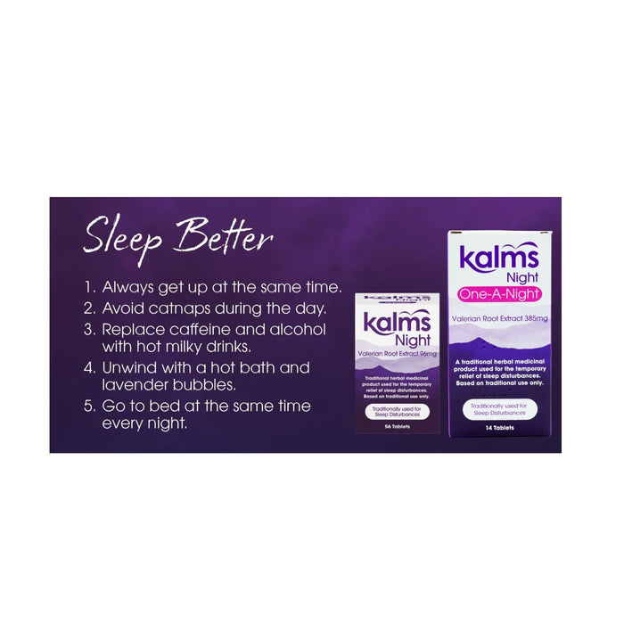 Kalms Night One-a-Night - Traditional Herbal Medicinal product dose used for the temporary relief of sleep disturbances 14 Tablets