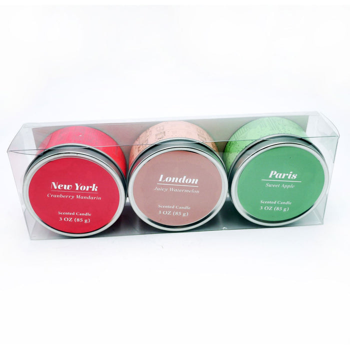 Candles Tin Cities 3 Pack