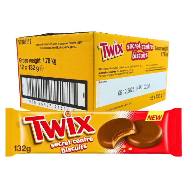 Twix Secret Centre Chocolate & Caramel Biscuits (12 x 132g)