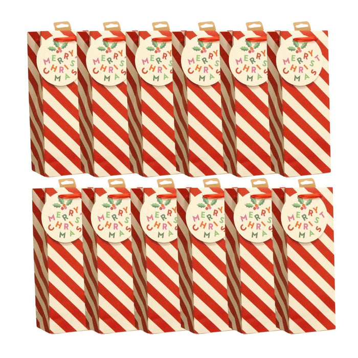 12x Christmas Gift Bag Bottle Candy Cane