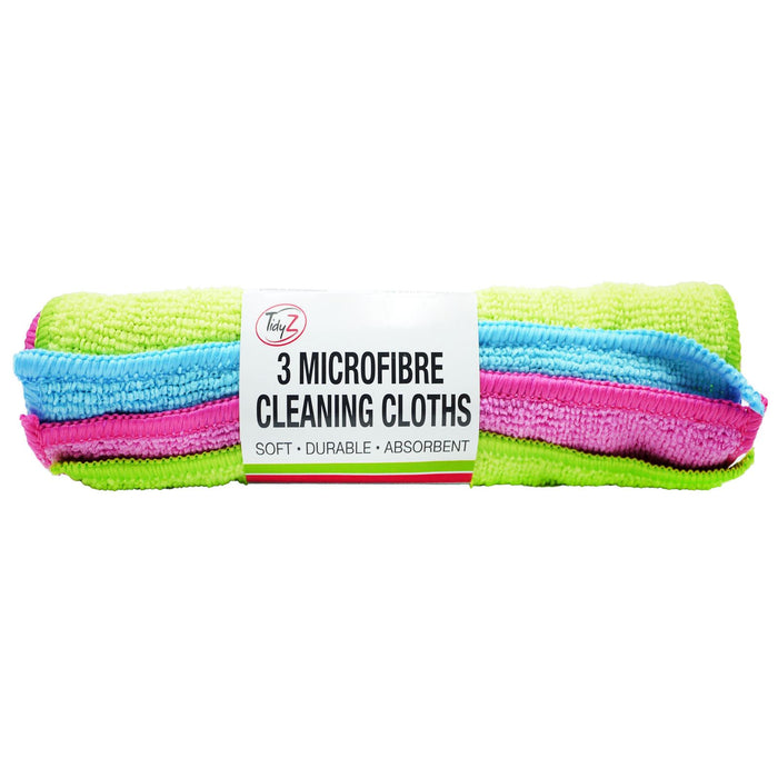 Tidyz Microfibre Cleaning Cloths- Soft Durable & Absorbent- 3 Pack