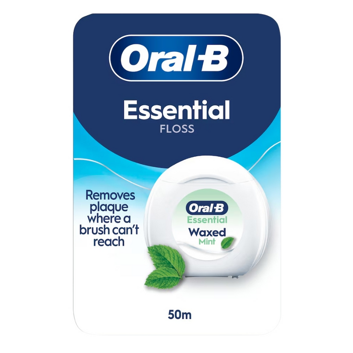 Oral-B Essential Waxed Mint Dental Floss (50m)