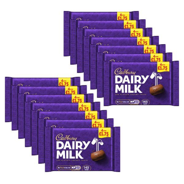 Cadbury Dairy Milk Chocolate Bar, 4 Pack (14 x 108.8g)