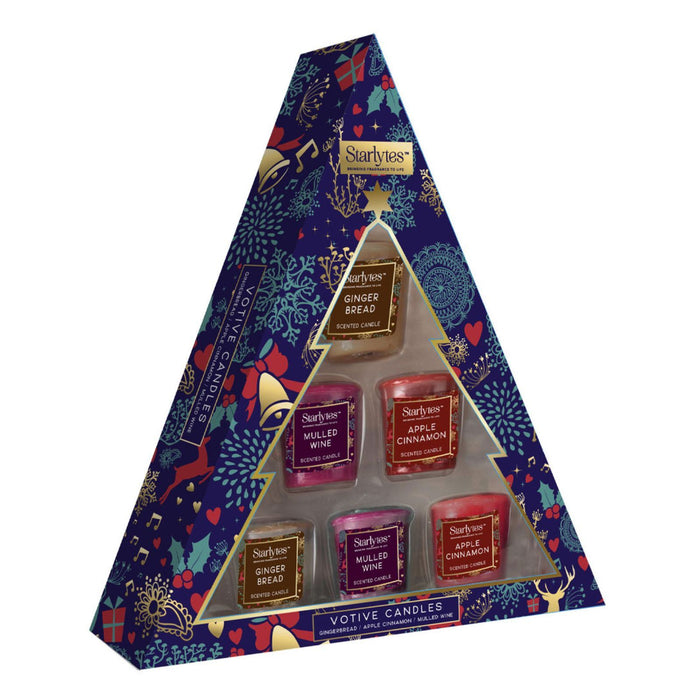 Starlytes Christmas Triangle Votive Set 6's
