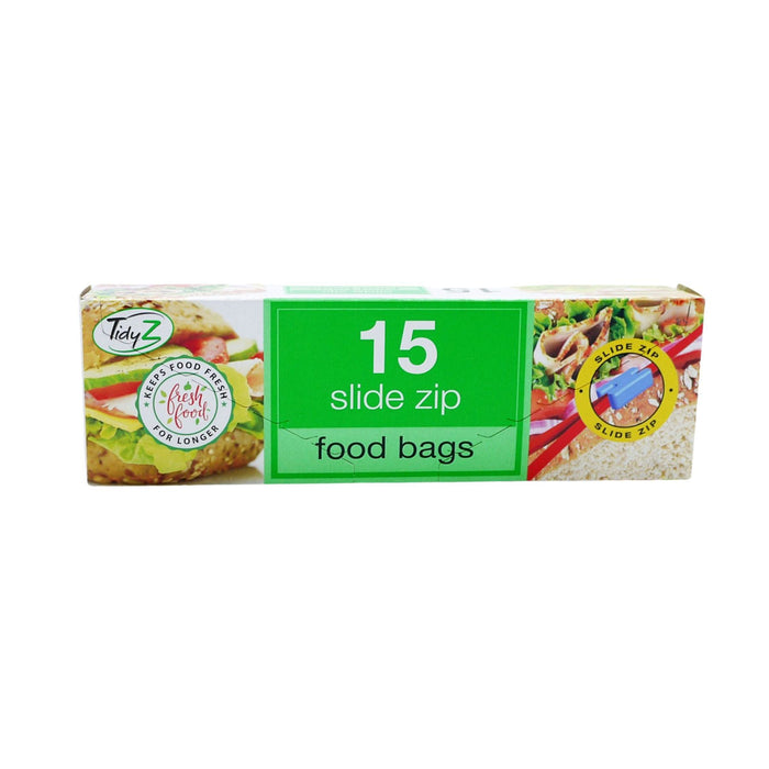 Tidyz Slide Zip Food Bags Food Prep Accessories & Storage, Clear Pack of 15