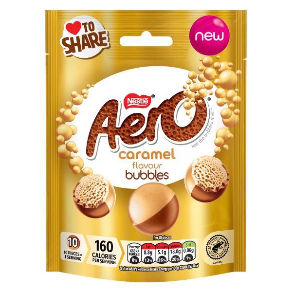 Nestle Aero Caramel Flavour Chocolate Bubbles Sharing Bag (8 x 92g)