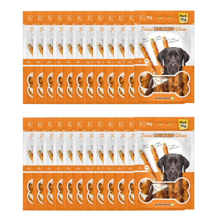 I Love My Pets Dog Treats Twist Chicken Wrap 70g (Box of 24)