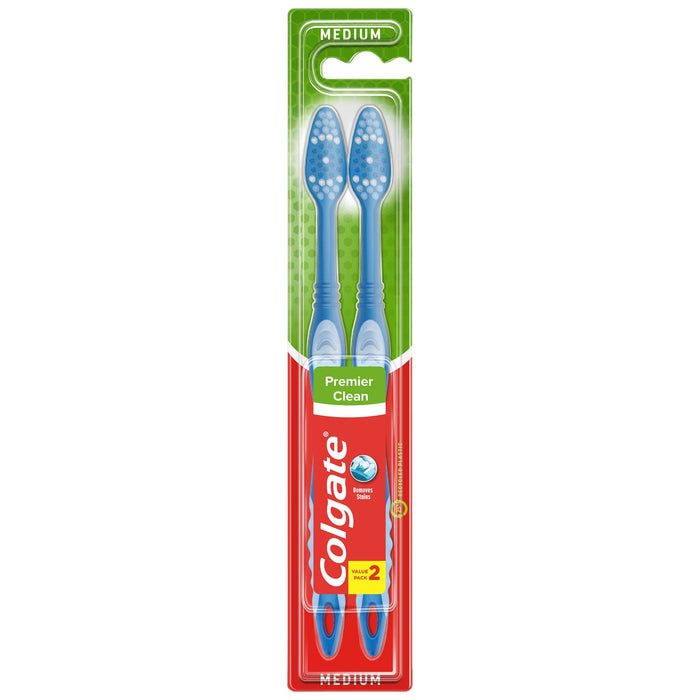 Colgate  Premier Clean Toothbrush Medium 2 Pack