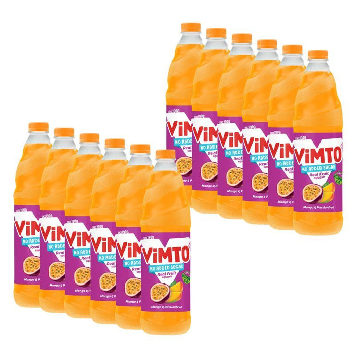 Vimto Mango and Passionfruit Squash Fruit Juice, No Added Sugar (12 x 1L)