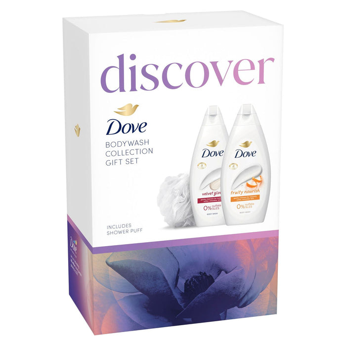 Dove Discover Bodywash Collection with Velvet Glow Body Wash and Fruity Nourish Body Wash Gift Set 2 Pieces